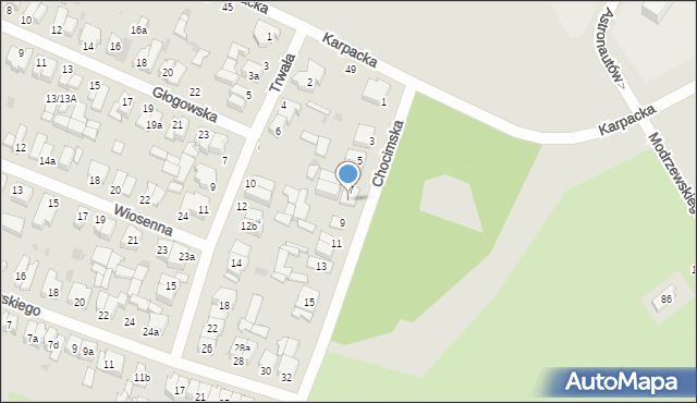 Łódź, Chocimska, 7A, mapa Łodzi