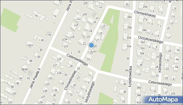 Łowicz, Chmielińskiej Anieli, 21, mapa Łowicza