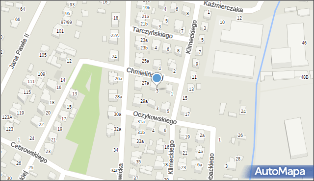 Łowicz, Chmielińskiej Anieli, 3, mapa Łowicza