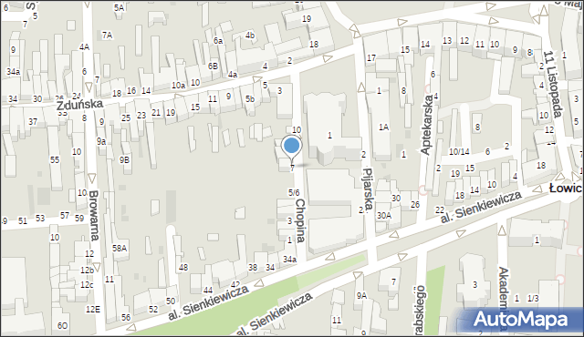 Łowicz, Chopina Fryderyka, 7, mapa Łowicza
