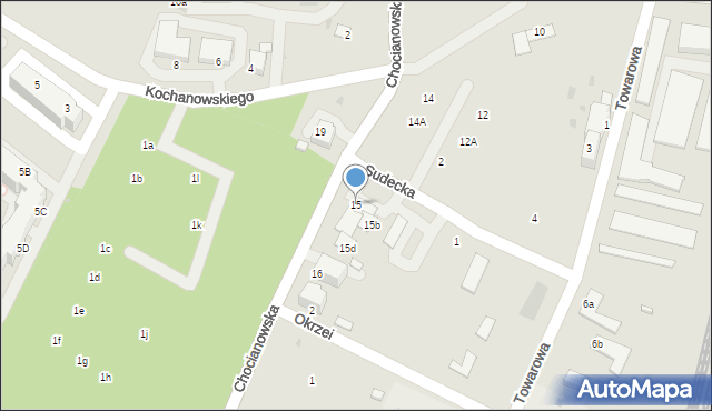 Lubin, Chocianowska, 15, mapa Lubin