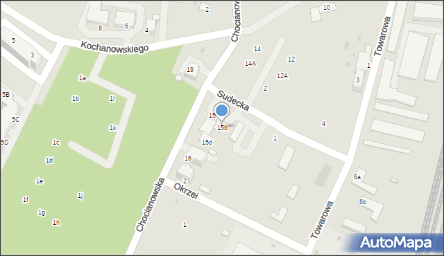 Lubin, Chocianowska, 15b, mapa Lubin