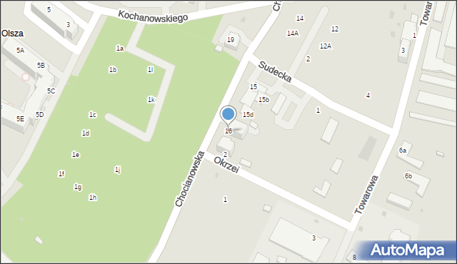 Lubin, Chocianowska, 16, mapa Lubin