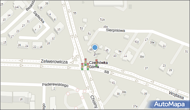 Lublin, Choiny, 47, mapa Lublina