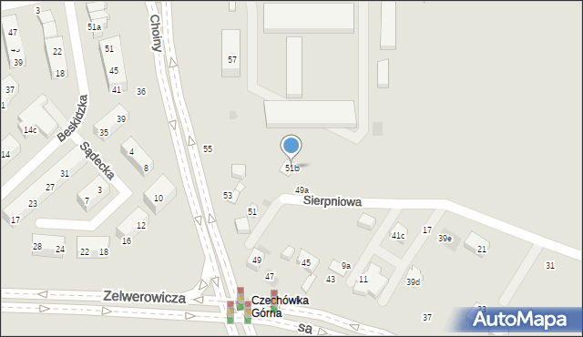 Lublin, Choiny, 51b, mapa Lublina