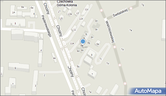 Lublin, Choiny, 9f, mapa Lublina
