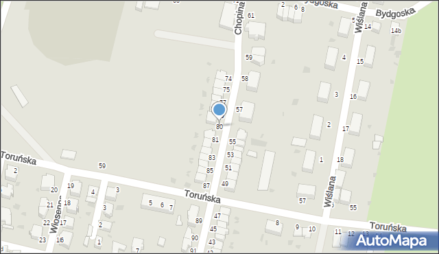 Malbork, Chopina Fryderyka, 80, mapa Malborka