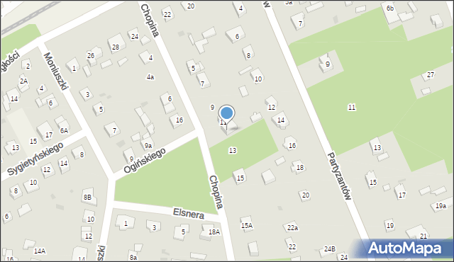 Międzyborów, Chopina Fryderyka, 11a, mapa Międzyborów