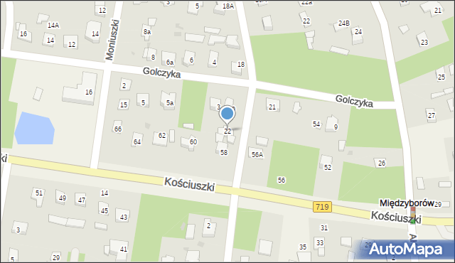 Międzyborów, Chopina Fryderyka, 22, mapa Międzyborów