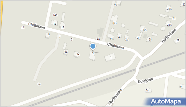 Międzyrzec Podlaski, Chabrowa, 3, mapa Międzyrzec Podlaski