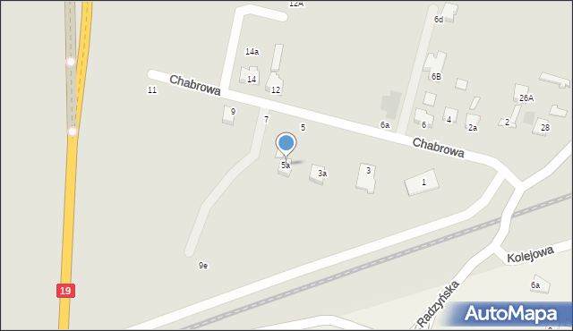 Międzyrzec Podlaski, Chabrowa, 5a, mapa Międzyrzec Podlaski