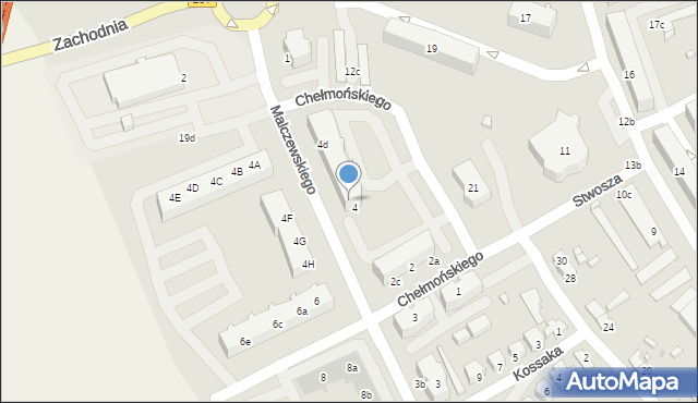 Międzyrzecz, Chełmońskiego Józefa, 4a, mapa Międzyrzecz