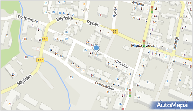 Międzyrzecz, Chłodna, 11, mapa Międzyrzecz