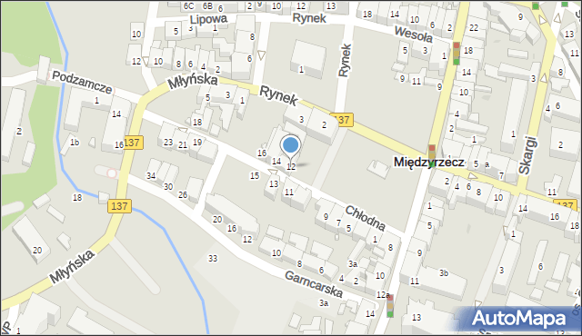 Międzyrzecz, Chłodna, 12, mapa Międzyrzecz