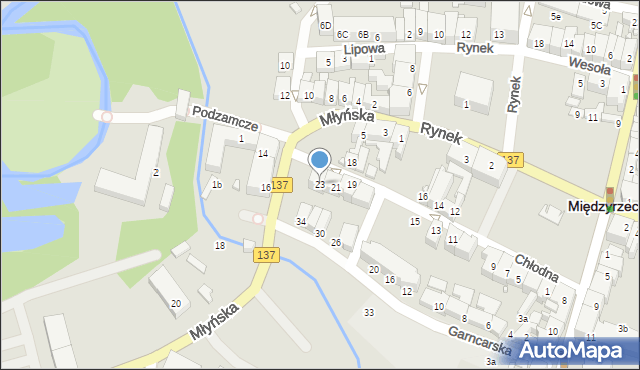 Międzyrzecz, Chłodna, 23, mapa Międzyrzecz