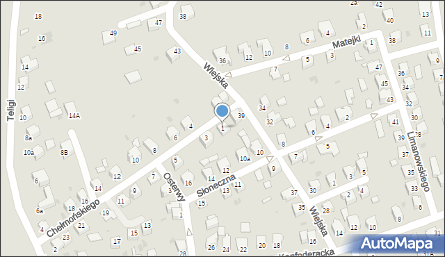 Mielec, Chełmońskiego, 1, mapa Mielca