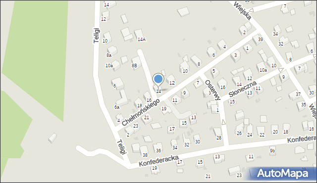 Mielec, Chełmońskiego, 14, mapa Mielca