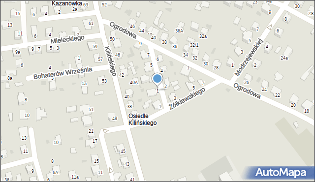 Mielec, Chodkiewicza, 1, mapa Mielca