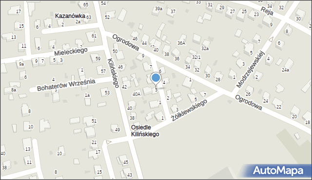 Mielec, Chodkiewicza, 3, mapa Mielca