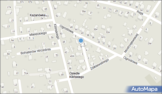 Mielec, Chodkiewicza, 5, mapa Mielca