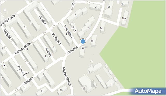 Mielec, Chopina Fryderyka, 10, mapa Mielca