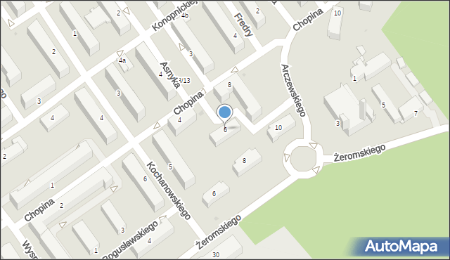 Mielec, Chopina Fryderyka, 6, mapa Mielca
