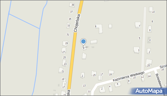 Mieszkowice, Chojeńska, 4, mapa Mieszkowice