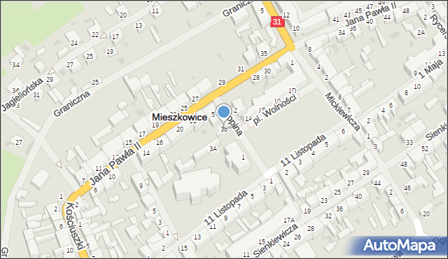 Mieszkowice, Chopina Fryderyka, 3b, mapa Mieszkowice