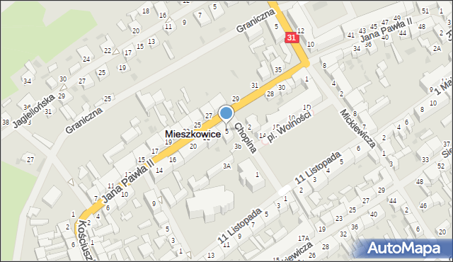 Mieszkowice, Chopina Fryderyka, 5, mapa Mieszkowice
