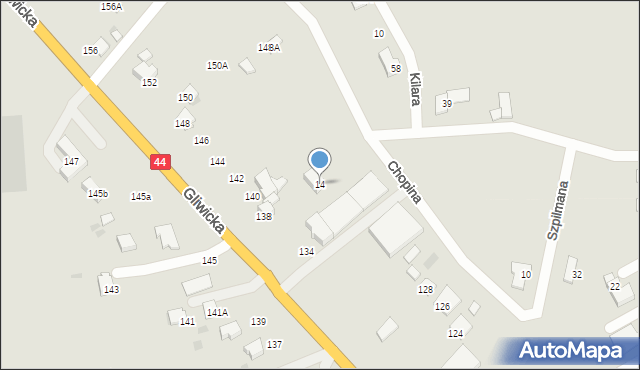 Mikołów, Chopina Fryderyka, 14, mapa Mikołów
