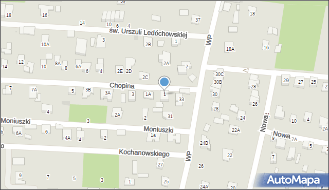 Milanówek, Chopina Fryderyka, 1, mapa Milanówek