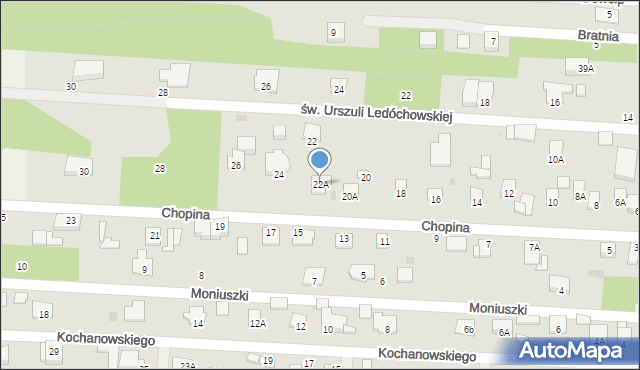 Milanówek, Chopina Fryderyka, 22A, mapa Milanówek