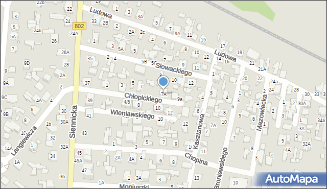 Mińsk Mazowiecki, Chłopickiego Józefa, gen., 7A, mapa Mińsk Mazowiecki