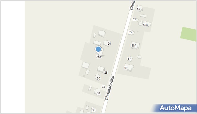 Młodzieszyn, Chodakowska, 26a, mapa Młodzieszyn