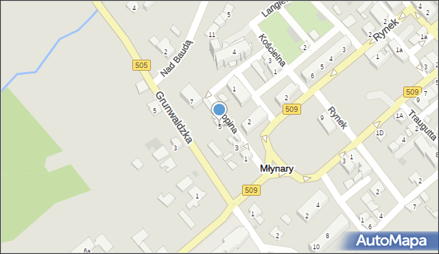 Młynary, Chopina Fryderyka, 5, mapa Młynary