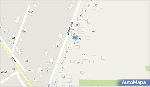 Mójcza, Chabrowa, 34, mapa Mójcza