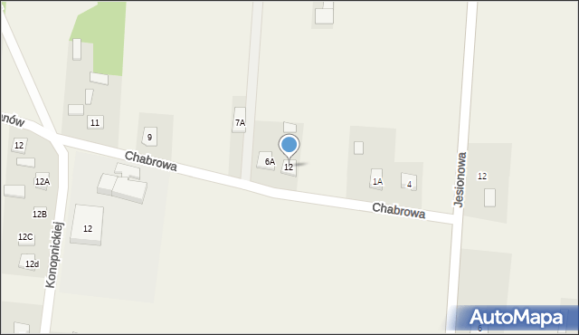 Mokra Wieś, Chabrowa, 12, mapa Mokra Wieś