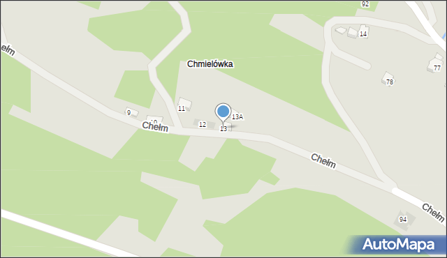 Myślenice, Chełm, 13, mapa Myślenice