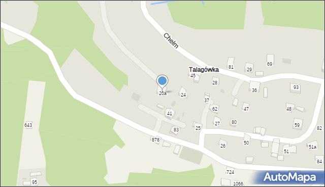 Myślenice, Chełm, 20a, mapa Myślenice