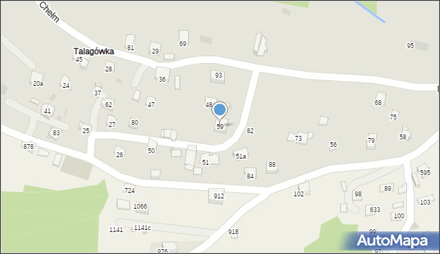 Myślenice, Chełm, 59, mapa Myślenice