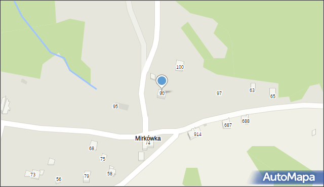 Myślenice, Chełm, 90, mapa Myślenice