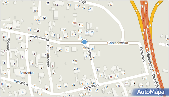 Mysłowice, Chrzanowska, 26, mapa Mysłowice