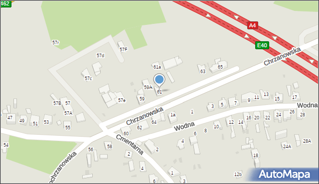 Mysłowice, Chrzanowska, 61, mapa Mysłowice
