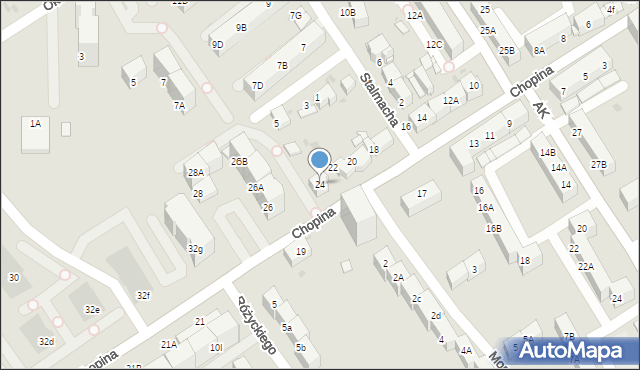 Mysłowice, Chopina Fryderyka, 24, mapa Mysłowice