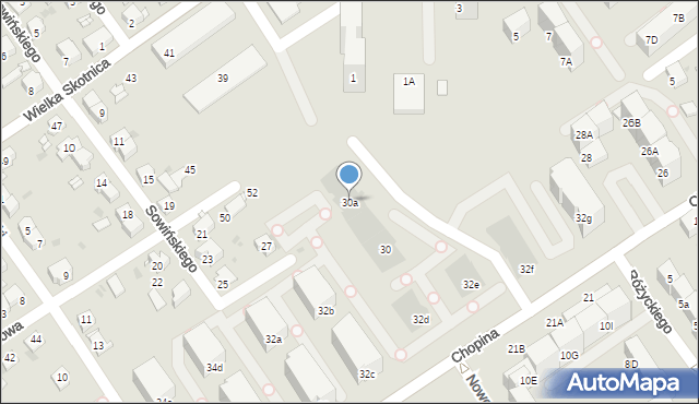 Mysłowice, Chopina Fryderyka, 30a, mapa Mysłowice