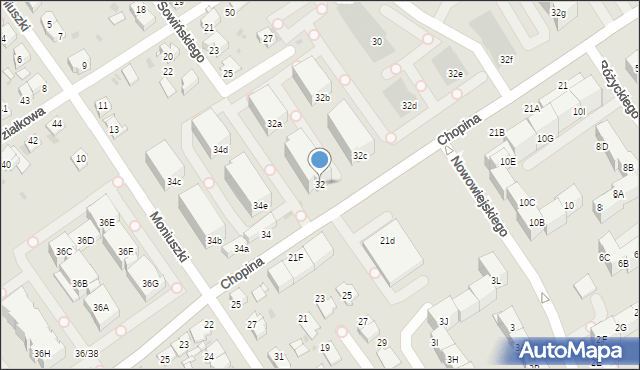 Mysłowice, Chopina Fryderyka, 32, mapa Mysłowice