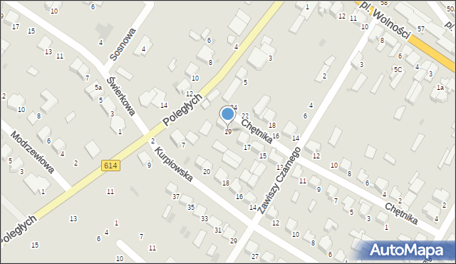 Myszyniec, Chętnika Adama, 19, mapa Myszyniec