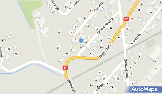 Nowy Sącz, Chałubińskiego Tytusa, 20, mapa Nowego Sącza