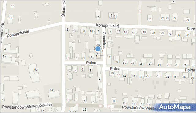 Nowy Tomyśl, Chmielna, 3/1, mapa Nowy Tomyśl