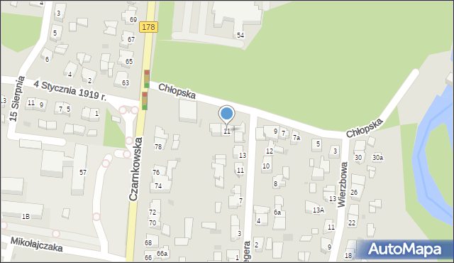 Oborniki, Chłopska, 11, mapa Oborniki